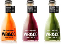 WBCO 3 organic juice bottles